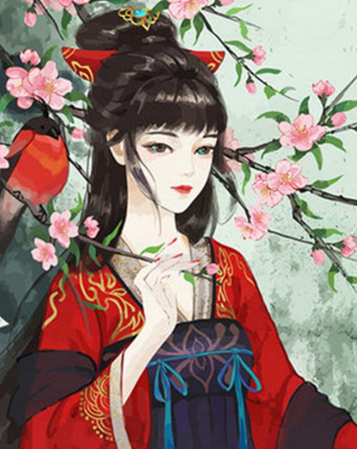 Chica China de Traje Tradicional Pintar por Números