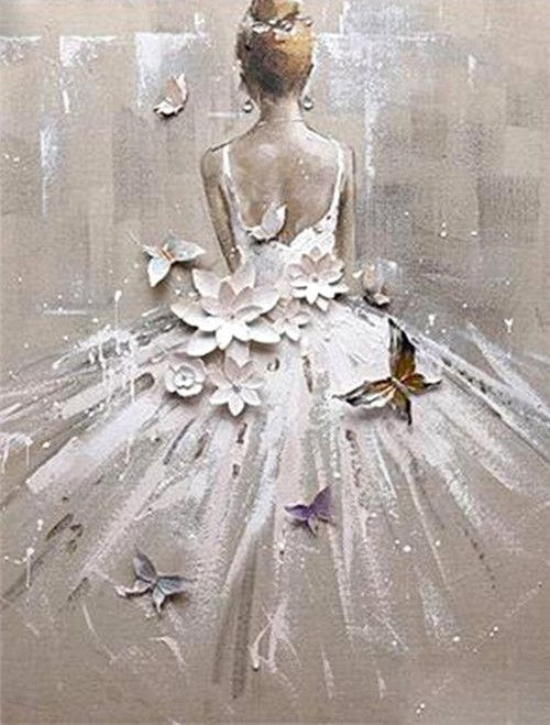 Chica con Mariposas y Flores Pintar por Números