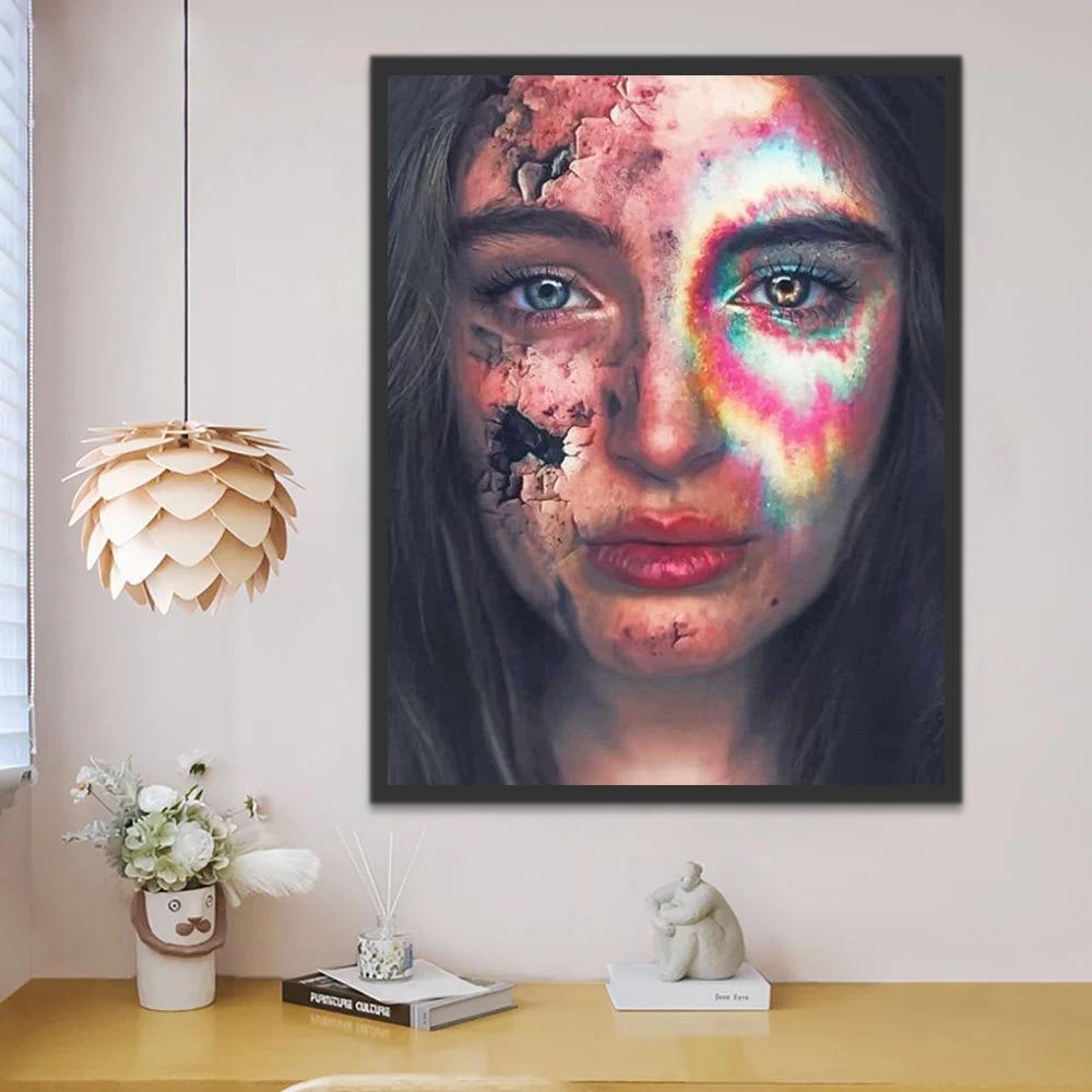 Chica con Ojos de Colores Diversos Pintar por Números