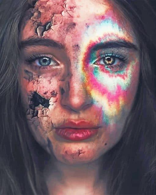 Chica con Ojos de Colores Diversos Pintar por Números