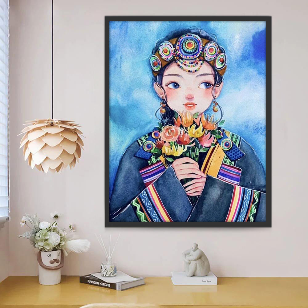 Chica de Minoría Étnica China Pintar por Números