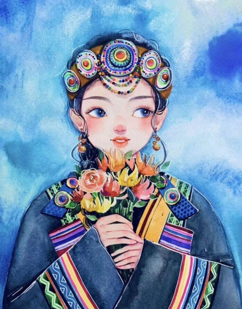 Chica de Minoría Étnica China Pintar por Números