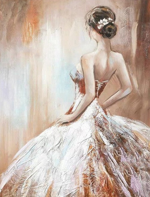 Chica Elegante de Etiqueta Blanca Pintar por Números