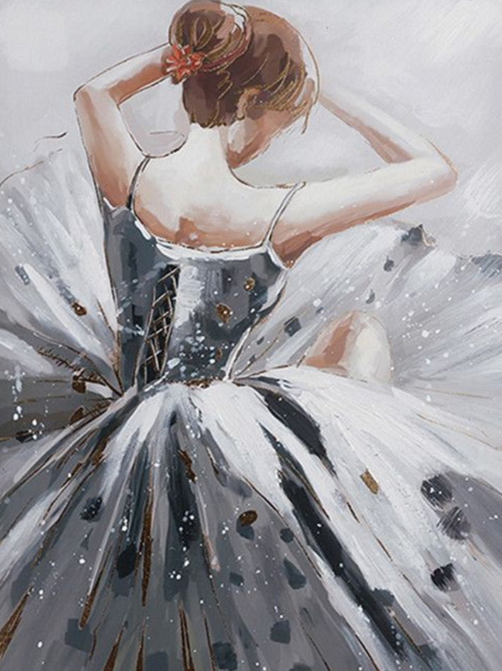 Chica Hermosa de Vestido Gris Pintar por Números
