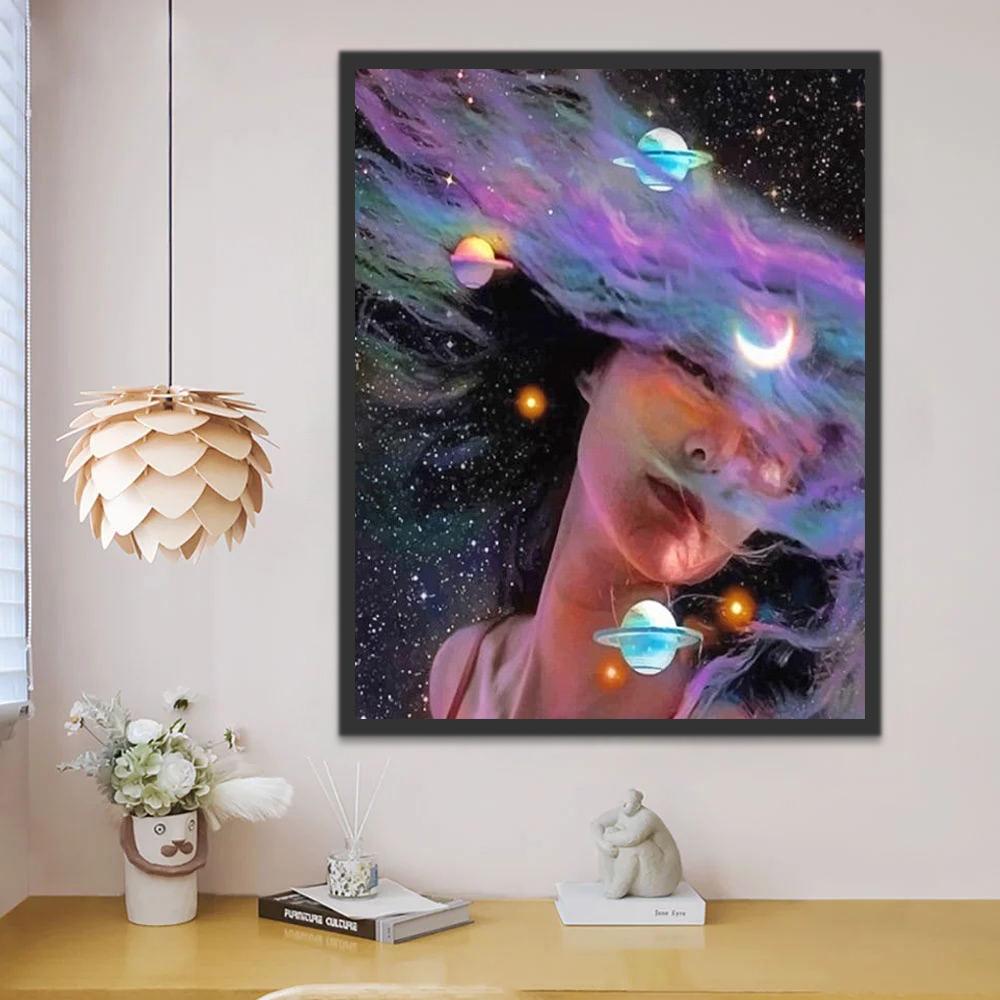 Chica Hermosa y Planetas Pintar por Números