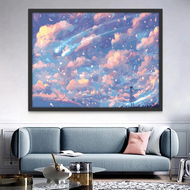 Chica Mirando Nubes Bonitas Pintar por Números