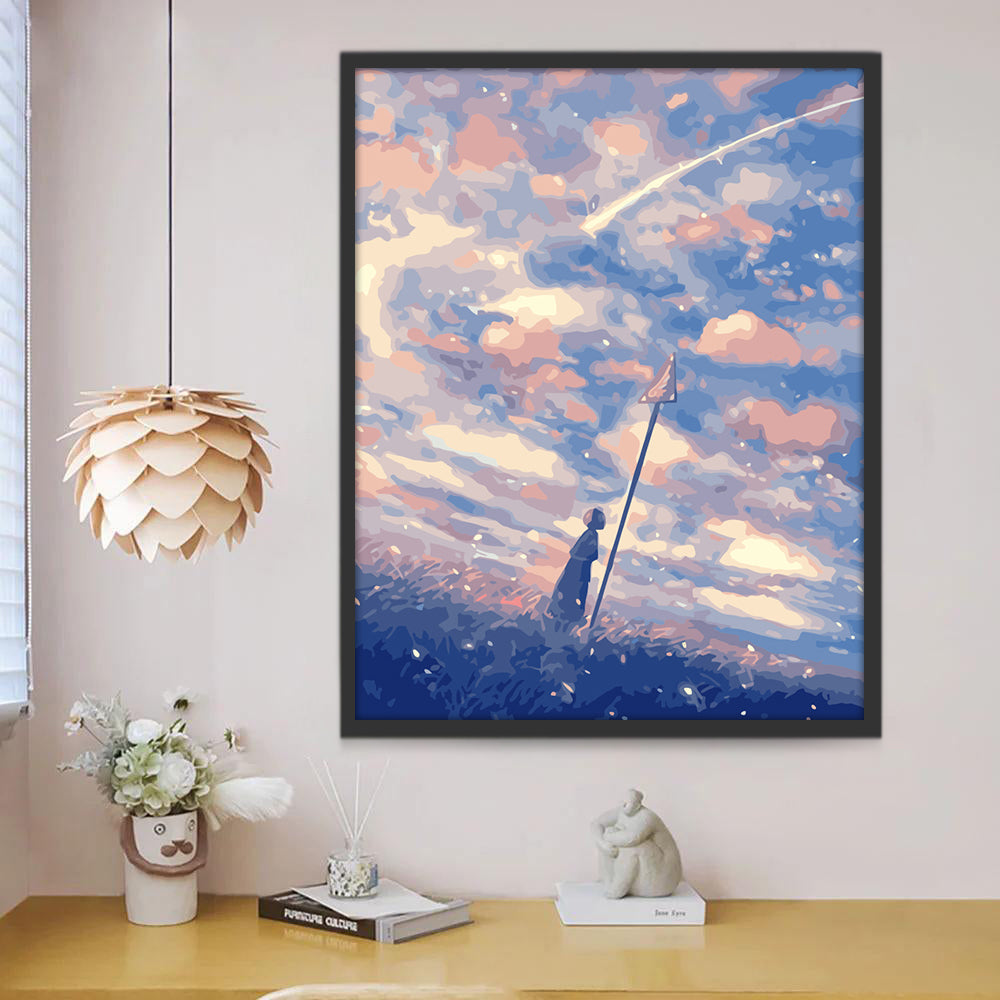 Chica y Nubes Bonitas Pintar por Números