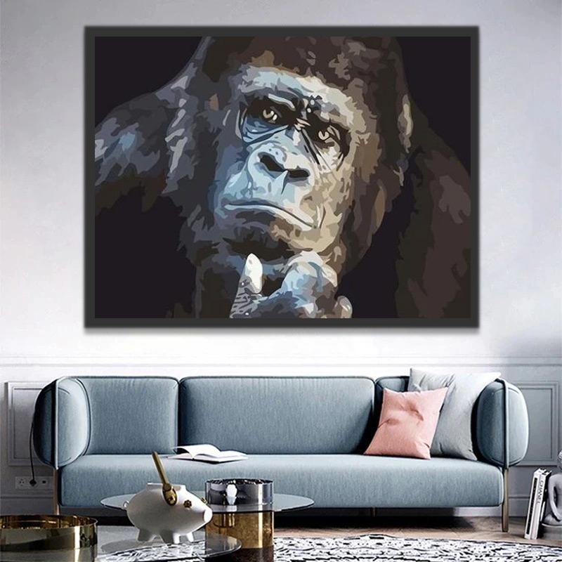 Chimpancé Haciendo Acto de Pensar Pintar por Números