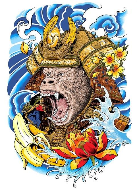 Chimpancé Rugiendo Rodeado de Olas Marinas Pintar por Números