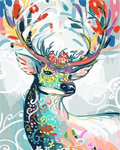 Ciervo con Patrones y Cuernos Coloridos Pintar por Números