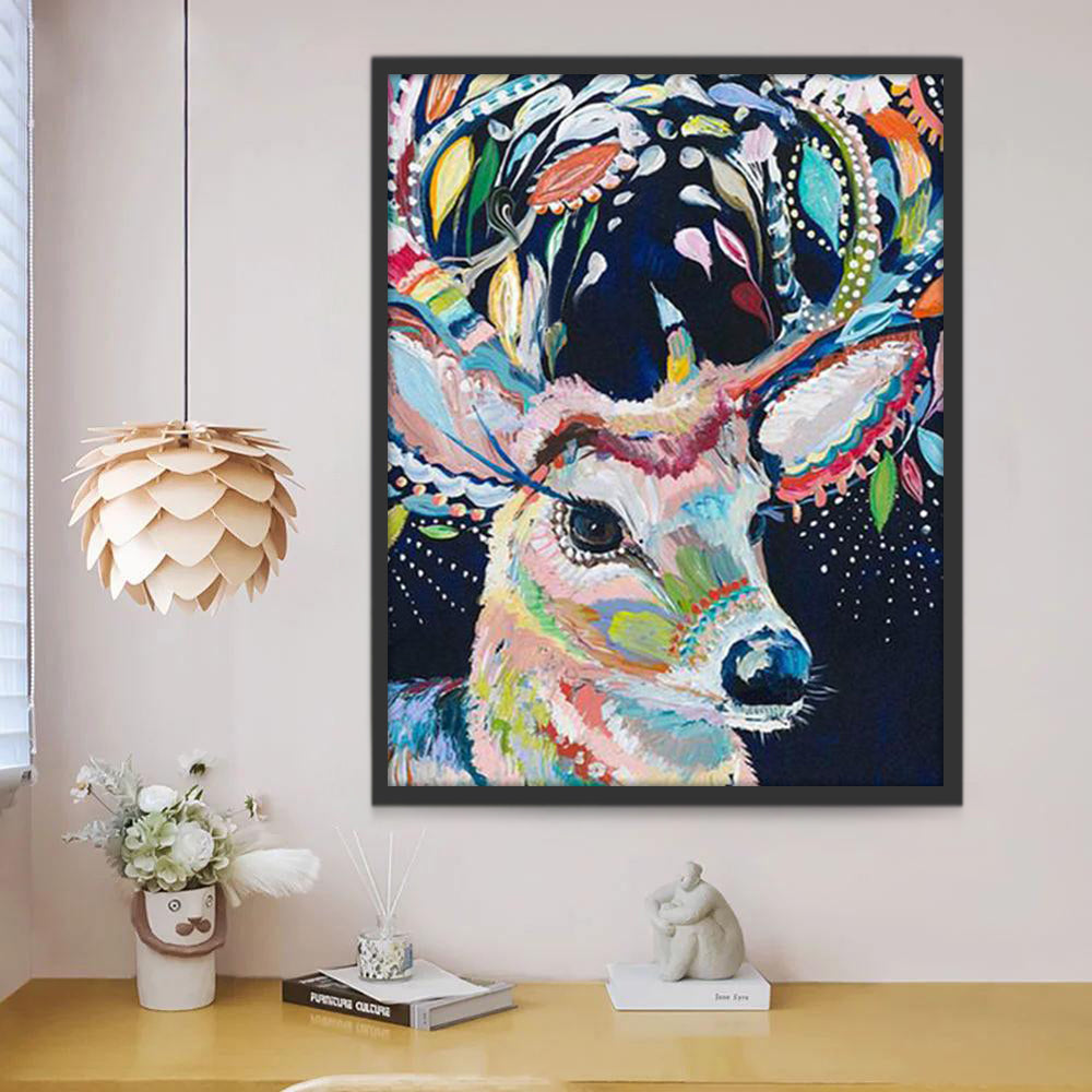 Ciervo Hermoso con Cuernos Coloridos Pintar por Números