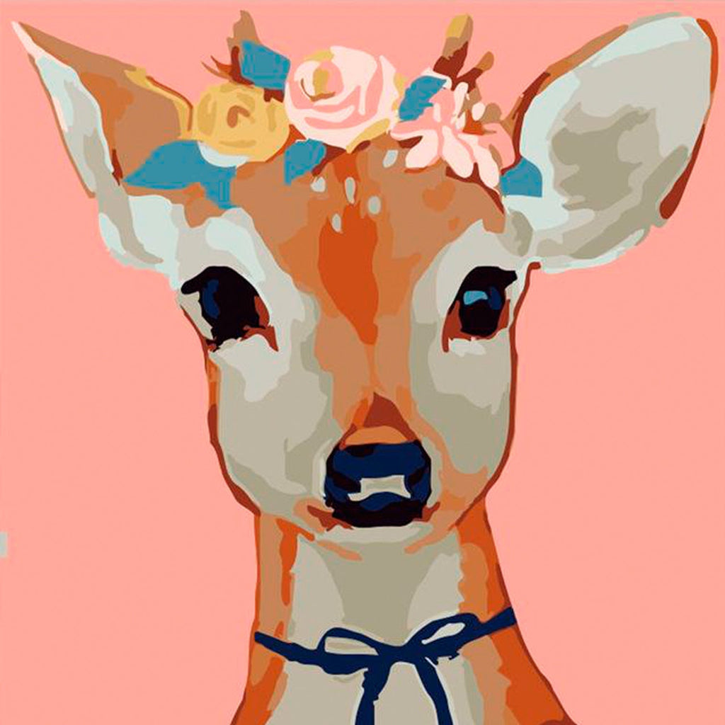 Ciervo Hermoso con Flores sobre Su Cabeza Pintar por Números