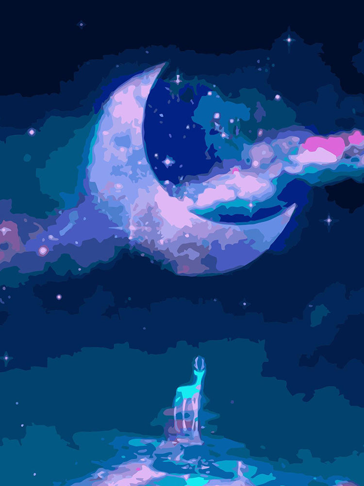 Ciervo Mirando la Luna Pintar por Números