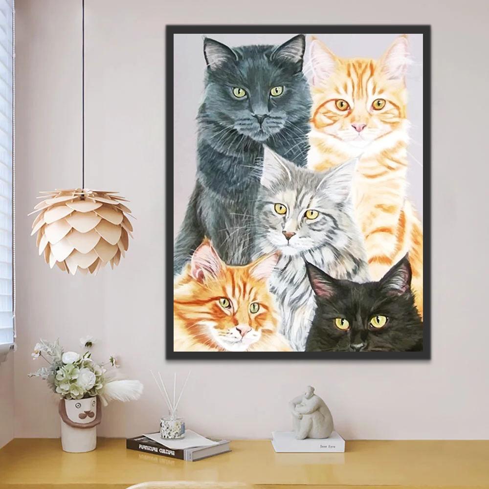 Cinco Gatos Diferentes Pintar por Números