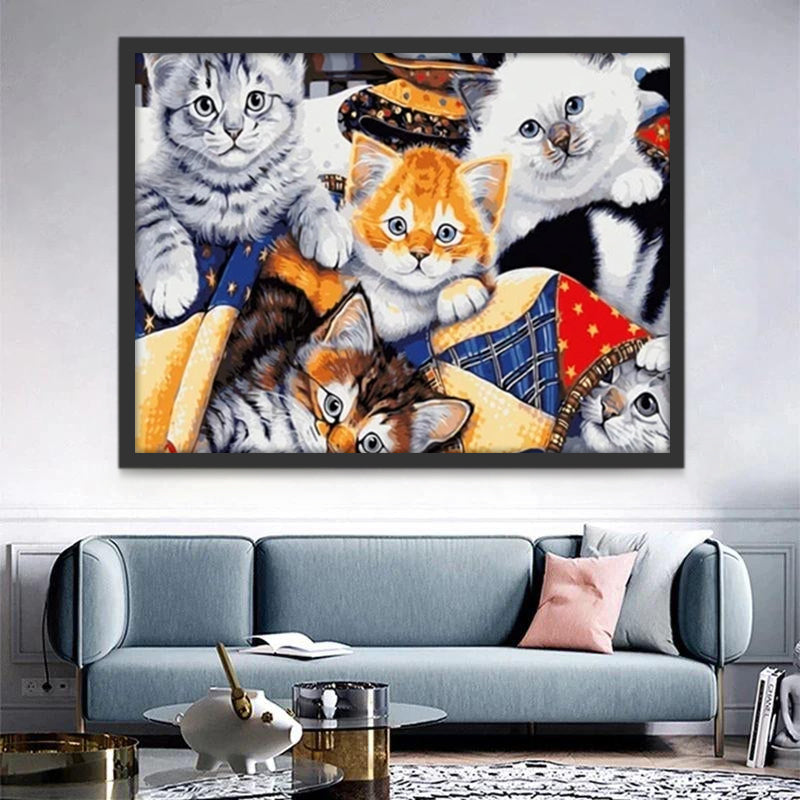 Cinco Gatos sobre la Manta Pintar por Números