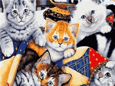 Cinco Gatos sobre la Manta Pintar por Números
