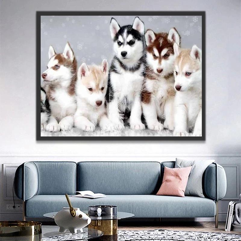 Cinco Perritos en Invierno Pintar por Números