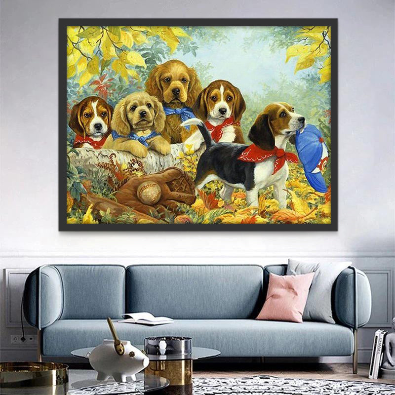 Cinco Perros en el Bosque Pintar por Números