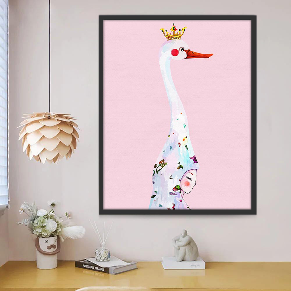 Cisne de Corona y Niña Pintar por Números