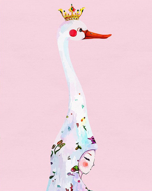 Cisne de Corona y Niña Pintar por Números