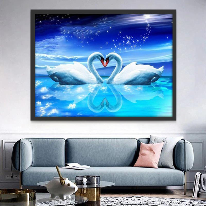 Cisnes de Amor en Lago Azul Pintar por Números