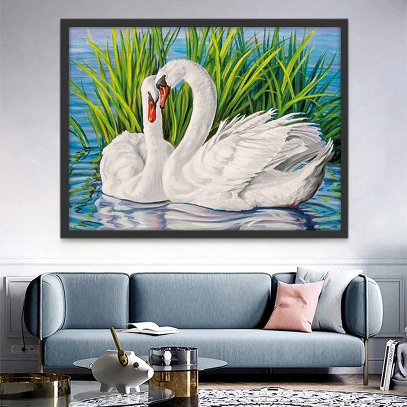 Cisnes de Amor y Hierba del Agua Pintar por Números