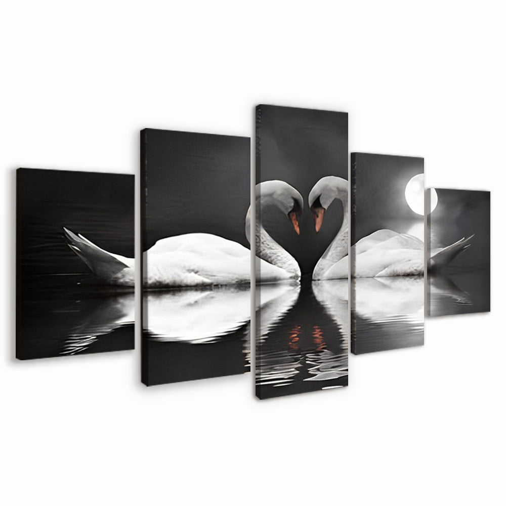Cisnes de Amor y la Luna 5 Partes Pintar por Números