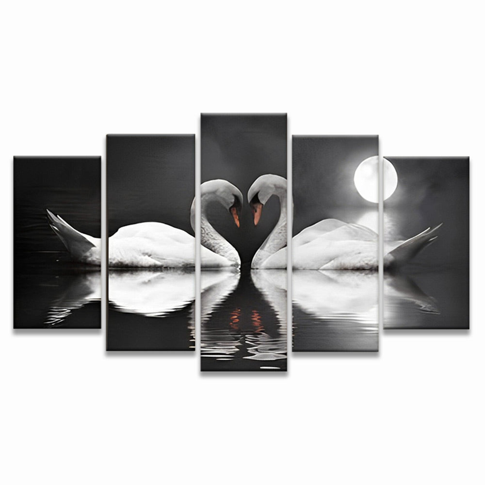 Cisnes de Amor y la Luna 5 Partes Pintar por Números