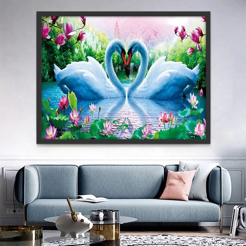 Cisnes en Amor y Magnolias Pintar por Números