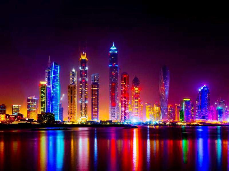 Ciudad con Luces Coloridas de Neón Pintar por Números