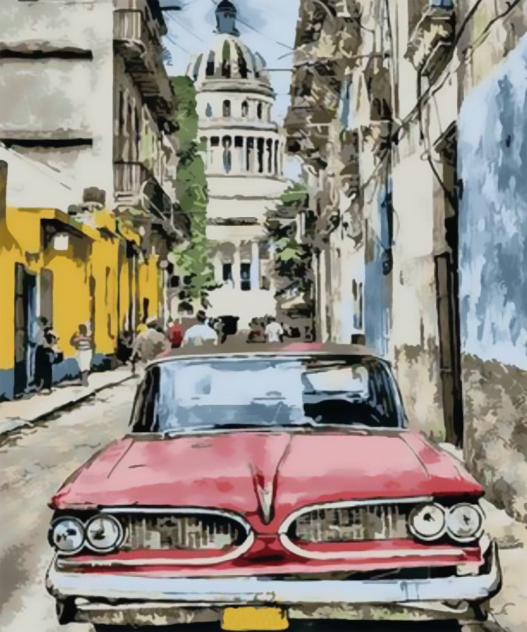 Coche Rojo Parado en el Callejón Pintar por Números