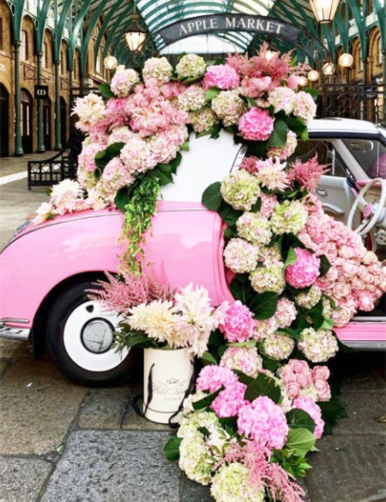 Coche Rosado Decorado con Flores Hermosas Pintar por Números