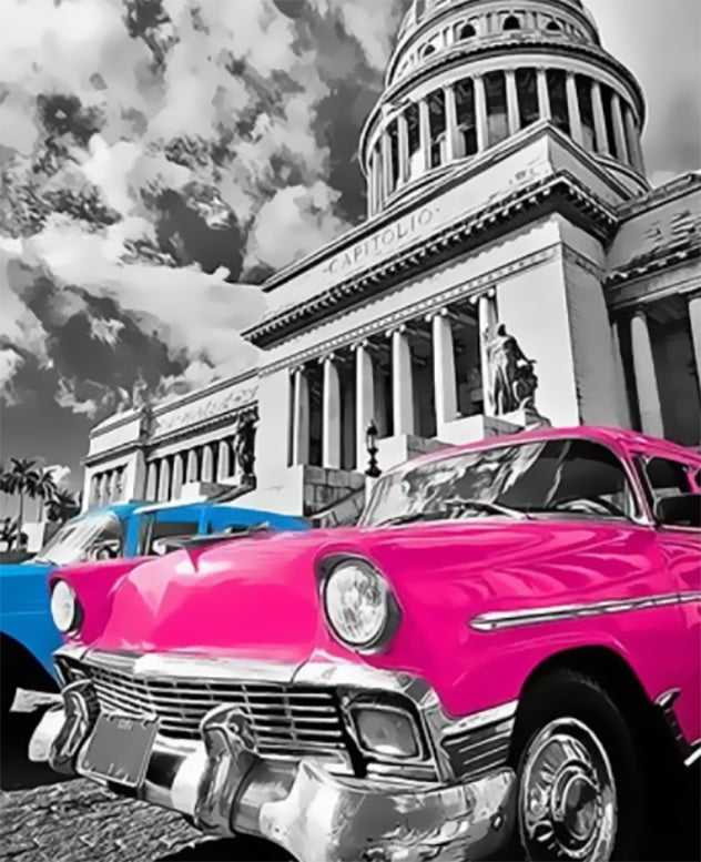 Coches Coloridos en Ciudad Gris Pintar por Números