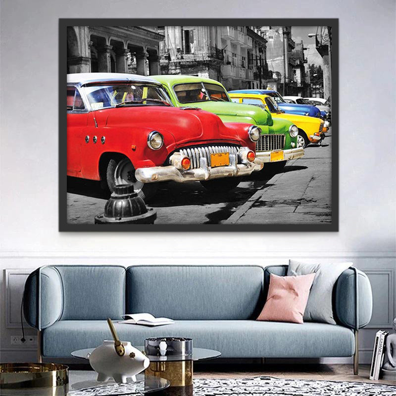 Coches Viejos Coloridos en Cuba Pintar por Números