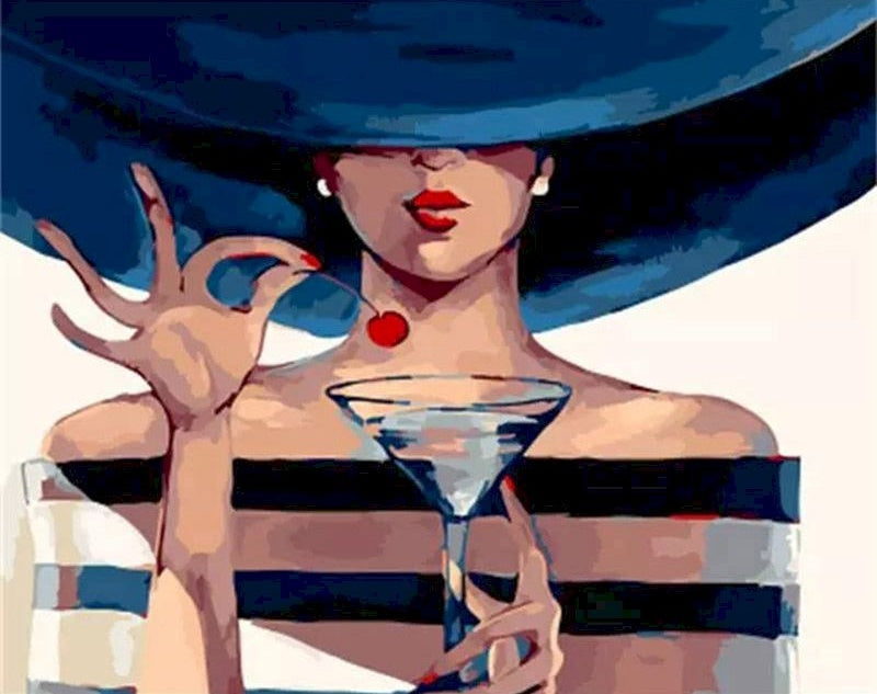 Cóctel Fresco y Mujer de Moda Pintar por Números