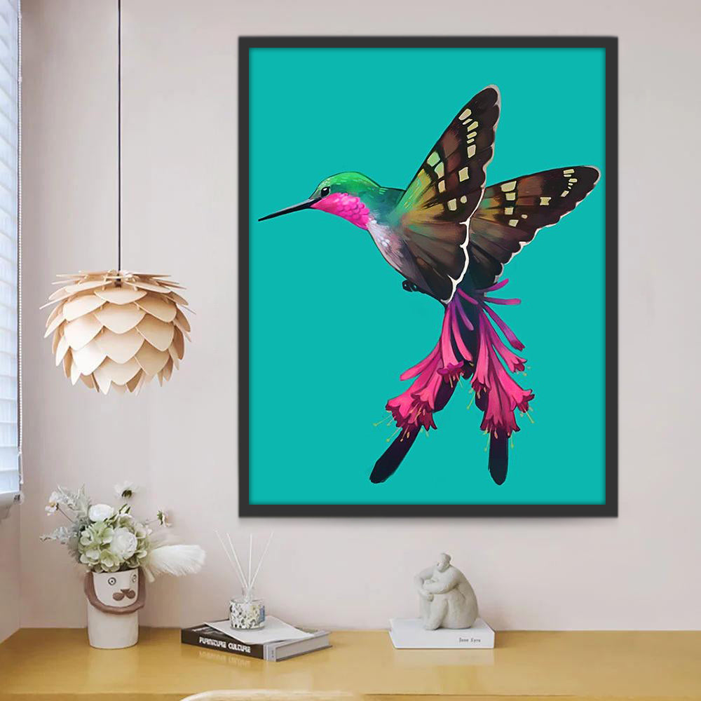 Colibrí de Cola Floral Pintar por Números