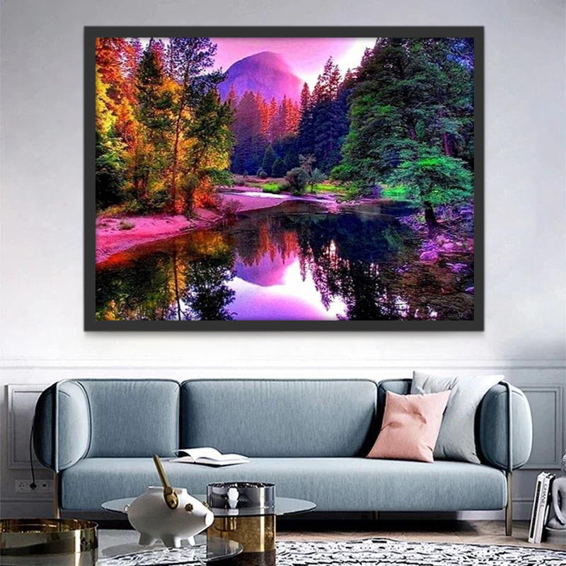 Colorido Paisaje de Montaña y Lago Pintar por Números