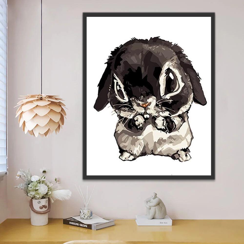 Conejo Adorable Pequeño de Ojos Negros Pintar por Números