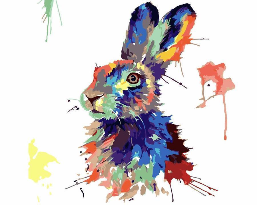 Conejo Colorido Mirando hacia Arriba Pintar por Números