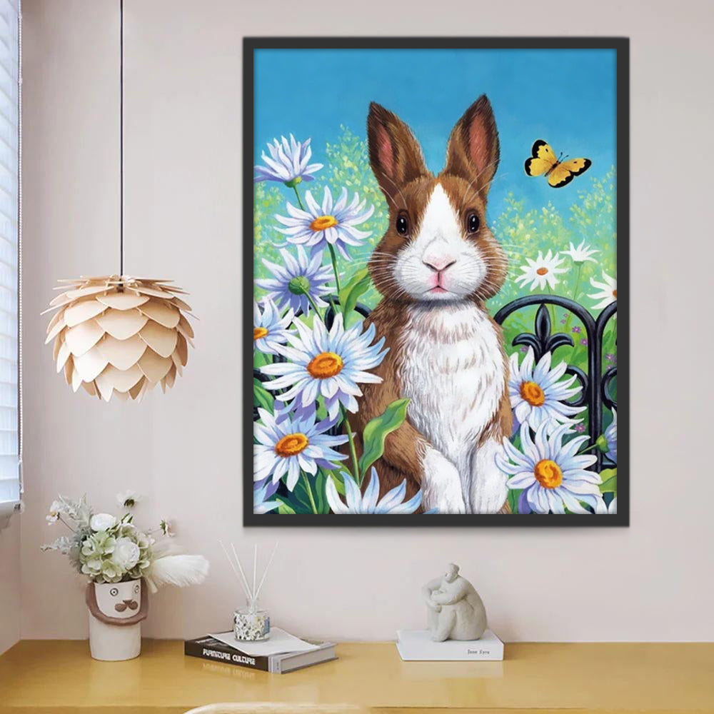 Conejo de Pie con Dos Patas en las Camomilas Pintar por Números