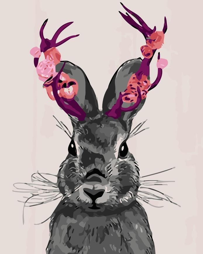 Conejo Negro con Cuernos Florales Pintar por Números