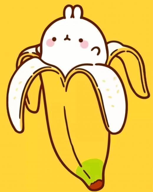 Conejo Pequeño Lindo en el Plátano Pintar por Números Niños