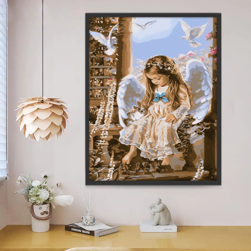 Conejo Pequeño y Angelito Adorable Pintar por Números