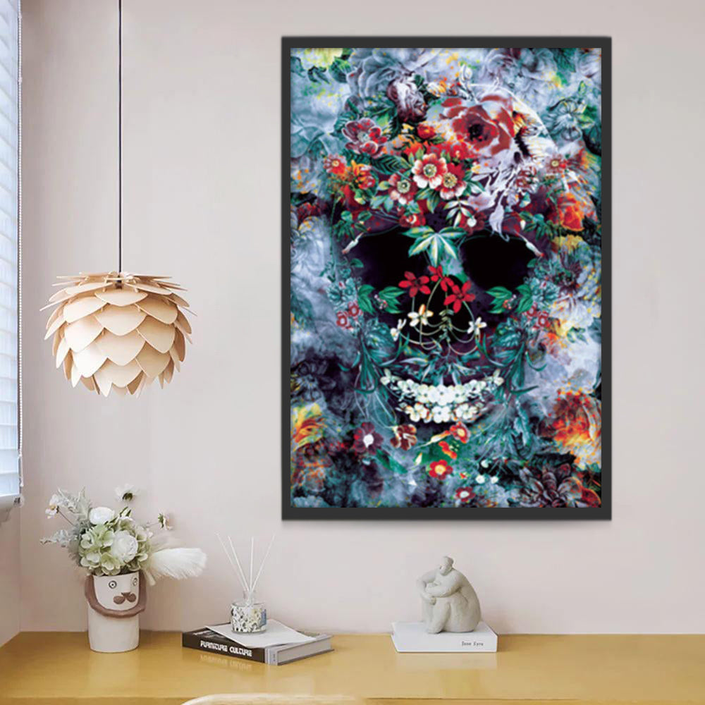 Cráneo Cubierto de Flores Coloridas Pintar por Números