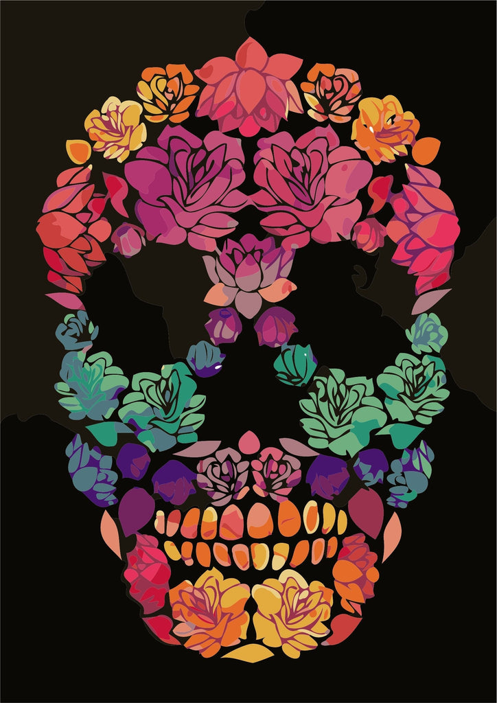 Cráneo de Flores Coloridas Pintar por Números