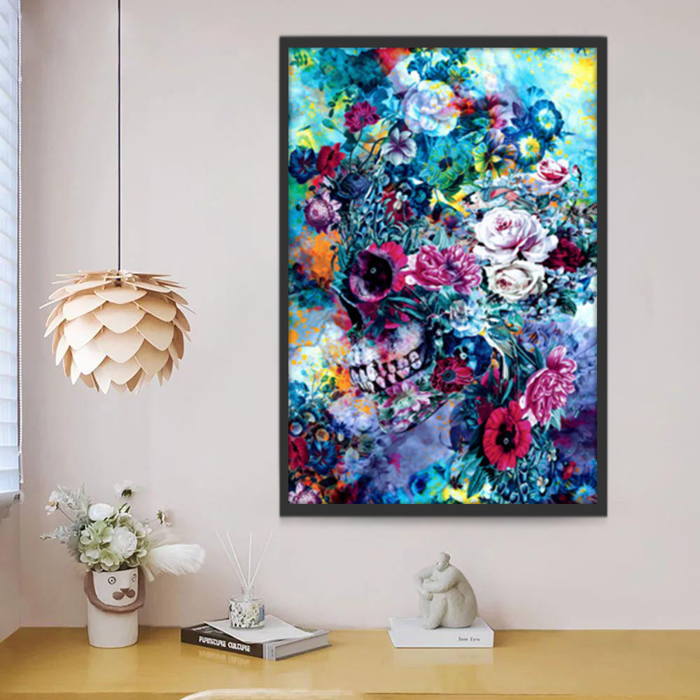 Cráneo Lleno de Flores Coloridas Pintar por Números
