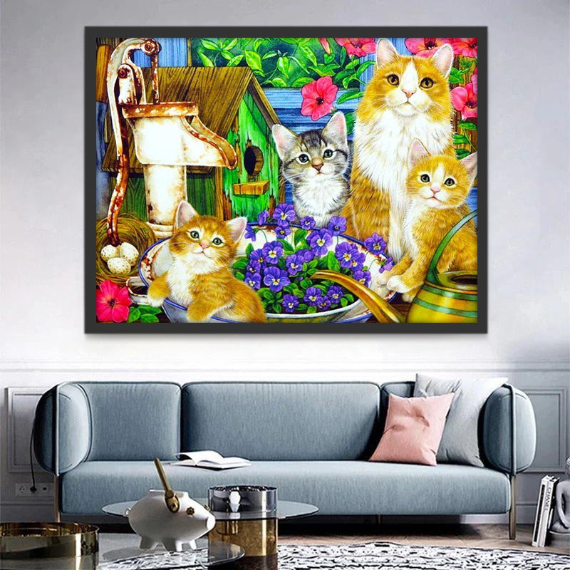 Cuatro Gatos en el Jardín Pintar por Números