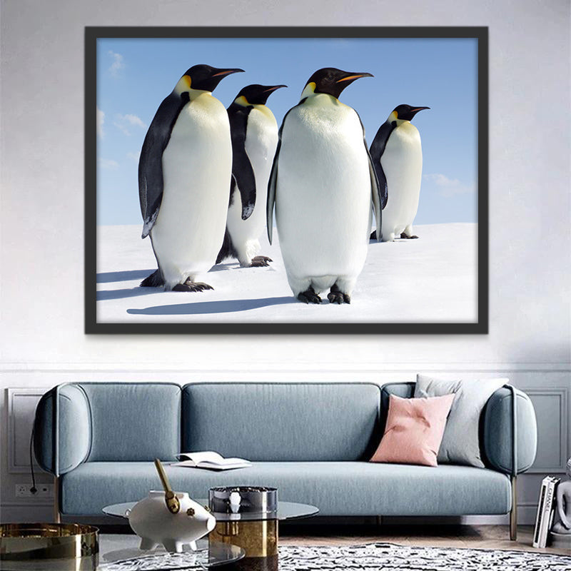 Cuatro Pingüinos en Nieve Pintar por Números