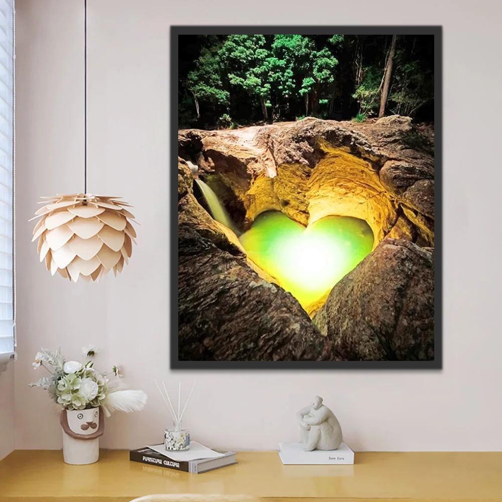 Cueva del Corazón en el Bosque de Noche Pintar por Números