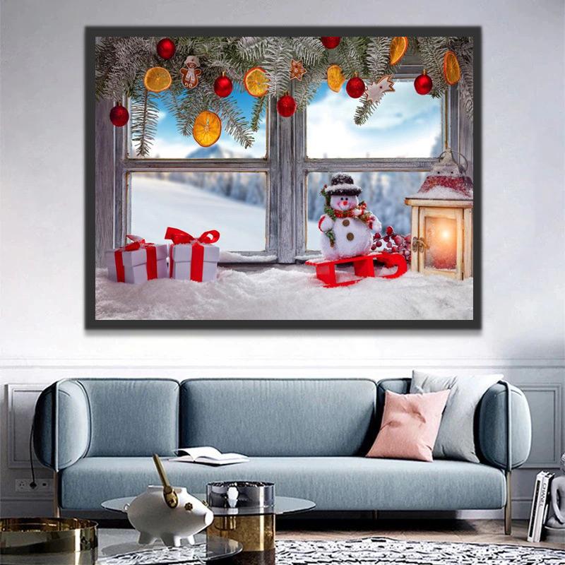 Decoraciones de Navidad en la Ventana Pintar por Números